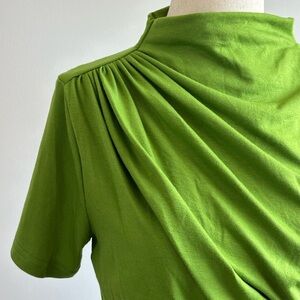 Vintage-inspired High Neck Top with Soft Draped Pleats | Rayon Blend